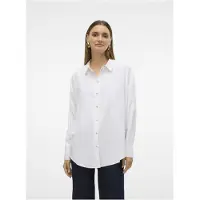 Vero Moda Langarmbluse "VMNORA LS OVERSIZE SHIRT WVN GA NOOS", Damen, Gr. S, weiß (hellweiß), Web, Obermaterial: 53% Polyester, 47% Viskose, unifarben, oversize Po-bedeckend, Blusen Langarmbluse