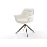 DELIFE Drehstuhl Kaira-Flex Bouclé Soft Beige Kreuzgestell breit Effektfinish Titan 360° drehbar Wippfunktion