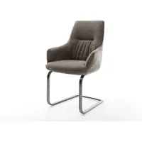 DELIFE Freischwinger Zelia-Flex mit Armlehnen Strukturstoff Soft Taupe Freischwinger flach Graphit Taschenfederkern