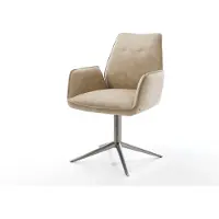 DELIFE Drehstuhl Zoa-Flex Mikrofaser Beige Vintage Fußkreuz Graphit 360° drehbar Wippfunktion Taschenfederkern