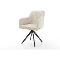 DELIFE Esszimmerstuhl Greg-Flex Cord Beige Kreuzgestell kantig Schwarz Taschenfederkern