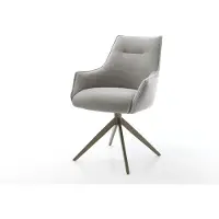 DELIFE Drehstuhl Alja-Flex mit Armlehnen Strukturstoff Soft Grau Kreuzgestell breit Effektfinish Titan 360° drehbar Wippfunktion Taschenfederkern