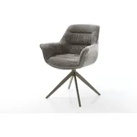 DELIFE Drehstuhl Kaira-Flex Bouclé Soft Schlamm Kreuzgestell breit Effektfinish Titan 360° drehbar Wippfunktion