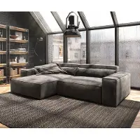 DELIFE Ecksofa Sirpio XL 270x170 cm Mikrofaser Khakibraun Recamiere variabel