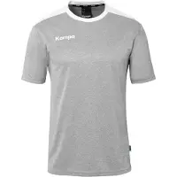Kempa Trainingsshirt "Trainings-T-Shirt Emotion 27 Kids", Kinder, Gr. 116, grau (schwarz grau melange, weiß), Obermaterial: 100% Polyester Pol. recyc.., Shirts Trainingsshirt