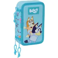 Bluey Dreifaches Federmäppchen Bluey Himmelsblau 12,5 x 19,5 x 5,5 cm 36 Stücke