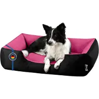 BedDog Hundebett LUPI Hundesofa Hundekissen waschbar,BLACK-PASSION (schwarz/pink),(XL) ca. 100x85x23cm
