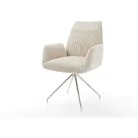 DELIFE Esszimmerstuhl Zoa-Flex Cord Beige Kreuzgestell konisch Edelstahl Taschenfederkern
