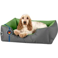 BedDog Hundebett LUPI Hundesofa Hundekissen waschbar,GREEN-ROCK (grau/grün),(S) ca. 55x40x17cm