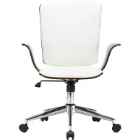 Syfax Drehbarer Bürostuhl Weiß Kunstleder und Bugholz