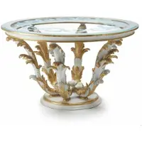 Casa Padrino Luxus Barock Esstisch mit Glasplatte Weiß / Gold Ø 140 cm - Italy