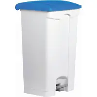 Helit Tret-Abfalleimer the step, 90 Liter, weiß/blau (5690713)