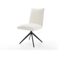 DELIFE Drehstuhl Lelio-Flex Bouclé Soft Beige Kreuzgestell breit Schwarz 360° drehbar Wippfunktion Taschenfederkern