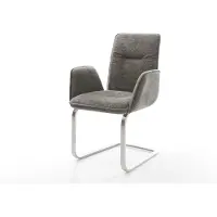 DELIFE Freischwinger Vinja-Flex Bouclé Soft Schlamm Freischwinger flach Edelstahl