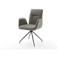 DELIFE Drehstuhl Vinja-Flex Bouclé Soft Schlamm Kreuzgestell konisch Schwarz 180° drehbar