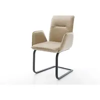 DELIFE Freischwinger Vinja-Flex Mikrofaser Beige Vintage Freischwinger flach Schwarz
