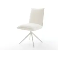DELIFE Drehstuhl Lelio-Flex Bouclé Soft Beige Kreuzgestell breit Weiß 360° drehbar Wippfunktion Taschenfederkern