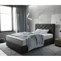 DELIFE Boxspringbett Dream-Great 120x200 cm Mikrofaser Anthrazit Vintage mit Matratze und Topper