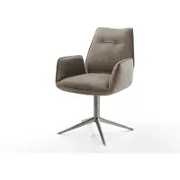 DELIFE Drehstuhl Zoa-Flex Mikrofaser Taupe Vintage Fußkreuz Graphit 360° drehbar Wippfunktion Taschenfederkern