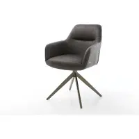 DELIFE Drehstuhl Pejo-Flex Mikrofaser Anthrazit Vintage Kreuzgestell breit Effektfinish Titan 360° drehbar Taschenfederkern