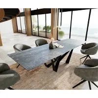 DELIFE Esstisch Edge 200-300x100 Keramik LaminamNero Greco Anthrazit Spider Flachstahl Schwarz ausziehbar