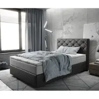 DELIFE Boxspringbett Dream-Great 120x200 cm Mikrofaser Anthrazit Vintage mit TFK Matratze und Visco Topper