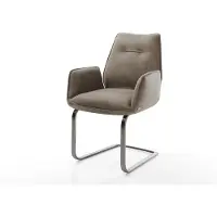 DELIFE Freischwinger Zoa-Flex Mikrofaser Taupe Vintage Freischwinger flach Graphit Taschenfederkern