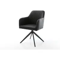 DELIFE Drehstuhl Greg-Flex Echt-Leder Schwarz Kreuzgestell breit Schwarz 360° drehbar Wippfunktion Taschenfederkern