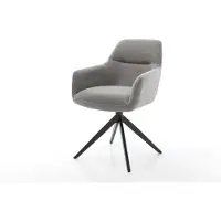DELIFE Drehstuhl Pejo-Flex Strukturstoff Soft Grau Kreuzgestell breit Schwarz 360° drehbar Wippfunktion Taschenfederkern