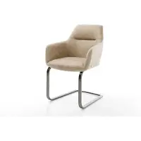 DELIFE Freischwinger Pejo-Flex Mikrofaser Beige Vintage Freischwinger flach Graphit Taschenfederkern