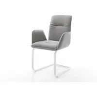 DELIFE Freischwinger Vinja-Flex Strukturstoff Soft Grau Freischwinger flach Weiß