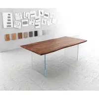 DELIFE Esstisch Edge 200x100 Akazie Braun Glas Live-Edge