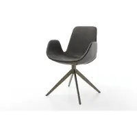 DELIFE Drehstuhl Ilia-Flex mit Armlehnen Mikrofaser Anthrazit Vintage Kreuzgestell breit Effektfinish Titan 360° drehbar