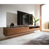 DELIFE Lowboard Stonegrace 240 cm Akazie Braun Steinfurnier 2 Türen 2 Schubladen 1 Fach Schwebend