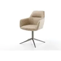DELIFE Drehstuhl Pejo-Flex Mikrofaser Beige Vintage Fußkreuz Graphit 360° drehbar Wippfunktion Taschenfederkern