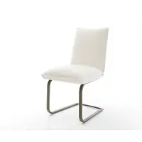 DELIFE Freischwinger Lelio-Flex Bouclé Soft Beige Freischwinger flach Effektfinish Titan Taschenfederkern