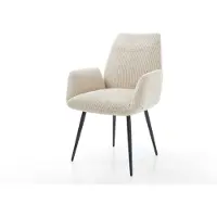 DELIFE Esszimmerstuhl Zoa-Flex Cord Beige 4-Fuß konisch Schwarz Taschenfederkern