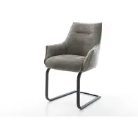 DELIFE Freischwinger Alja-Flex mit Armlehnen Bouclé Soft Schlamm Freischwinger flach Schwarz Taschenfederkern