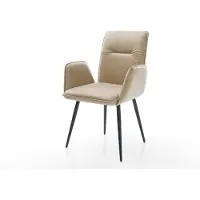 DELIFE Esszimmerstuhl Vinja-Flex Mikrofaser Beige Vintage 4-Fuß konisch Schwarz