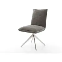 DELIFE Drehstuhl Lelio-Flex Bouclé Soft Schlamm Kreuzgestell breit Edelstahl 360° drehbar Wippfunktion Taschenfederkern