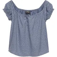 Superdry für Damen. W6012219A Top mit Knöpfen blau (M), Lässig, Viskose, Kurzarm