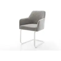 DELIFE Freischwinger Greg-Flex Strukturstoff Soft Grau Freischwinger flach Weiß Taschenfederkern