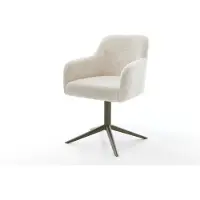 DELIFE Drehstuhl Greg-Flex Plüsch Creme-Weiß Fußkreuz Effektfinish Titan 360° drehbar Wippfunktion Taschenfederkern