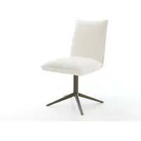 DELIFE Drehstuhl Lelio-Flex Bouclé Soft Beige Fußkreuz Effektfinish Titan 360° drehbar Wippfunktion Taschenfederkern