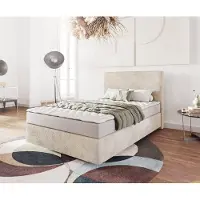 DELIFE Boxspringbett Dream-Well 120x200 cm Cord Beige mit Matratze und Topper