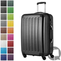 Hauptstadtkoffer Alex - Hartschalen-Koffer erweiterbar mit 4 Rollen Check-In Trolley Reisekoffer mit Dehnfalte Check-In Gepäck 158cm Hardcase Luggage 65 cm, 74 Liter,Schwarz