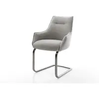 DELIFE Freischwinger Alja-Flex mit Armlehnen Strukturstoff Soft Grau Freischwinger flach Graphit Taschenfederkern