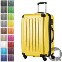 Hauptstadtkoffer Alex - Hartschalen-Koffer erweiterbar mit 4 Rollen Check-In Trolley Reisekoffer mit Dehnfalte Check-In Gepäck 158cm Hardcase Luggage 65 cm, 74 Liter,Gelb