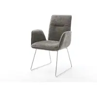 DELIFE Esszimmerstuhl Vinja-Flex Bouclé Soft Schlamm Kufengestell Edelstahl
