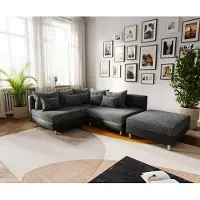 DELIFE Ecksofa Clovis Schwarz Modulsofa Hocker Ottomane Links